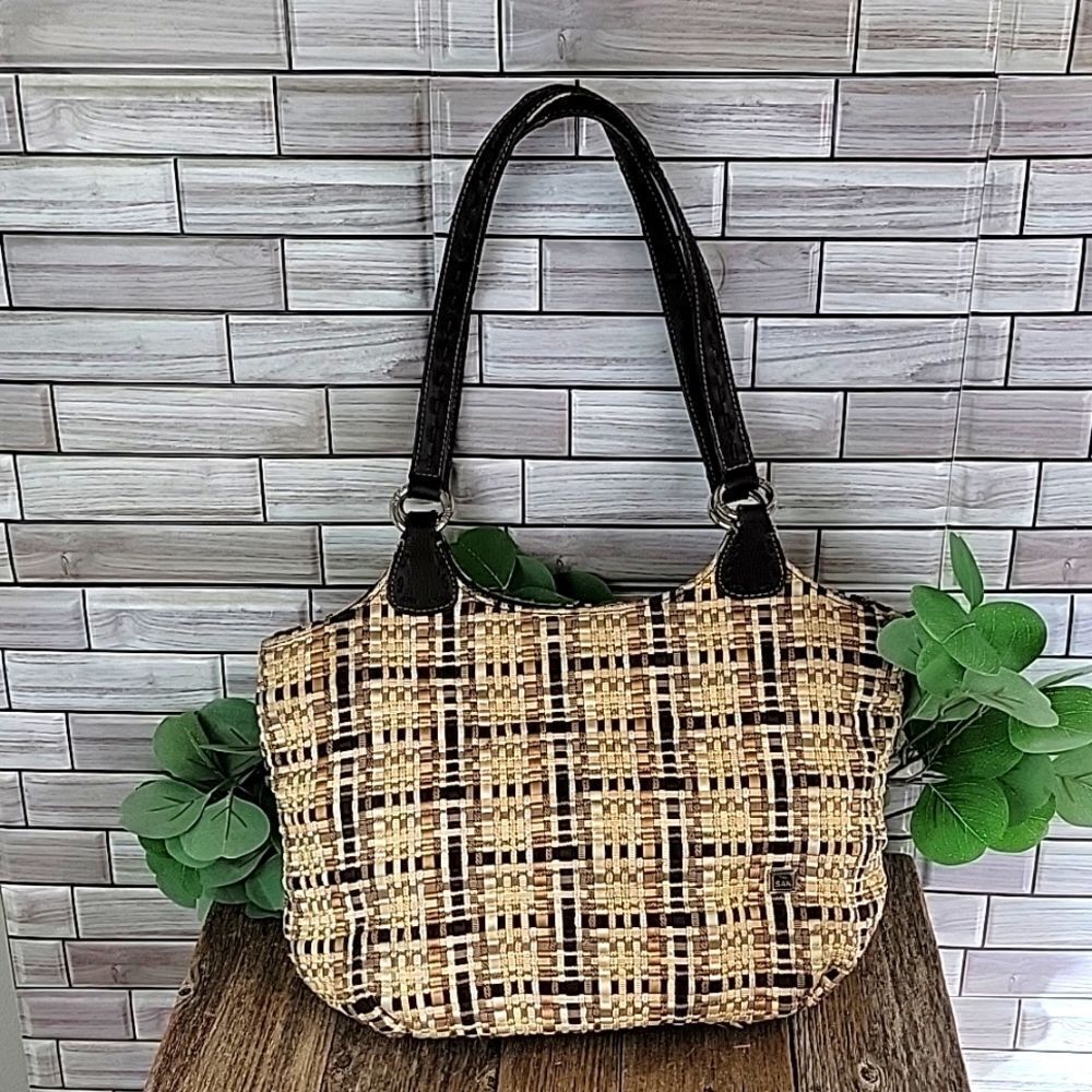 The Sak tweed and vegan leather shoulder bag